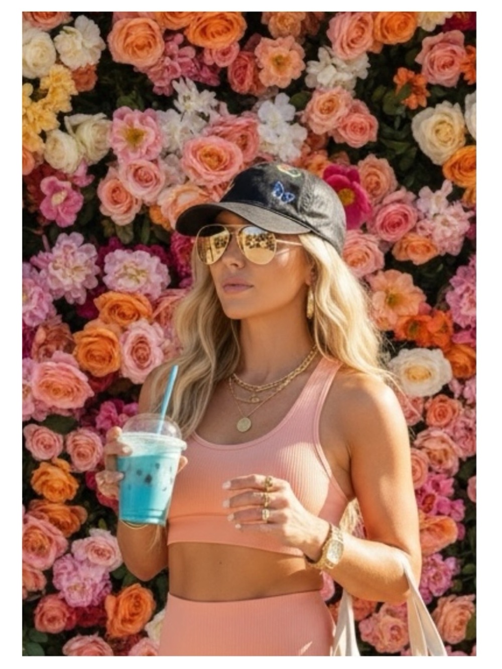 new August Hat ✿ Floral Embroidered Baseball Cap ✿ Shiny Coated Black ✿